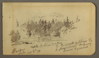 Desenho, Costa arborizada, 1878 de Frederic Edwin Church