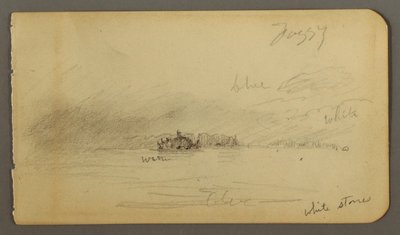 Desenho, Costa arborizada no nevoeiro, possivelmente 1878 de Frederic Edwin Church