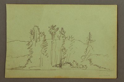 Desenho, Margem arborizada de um lago, possivelmente 1856 de Frederic Edwin Church
