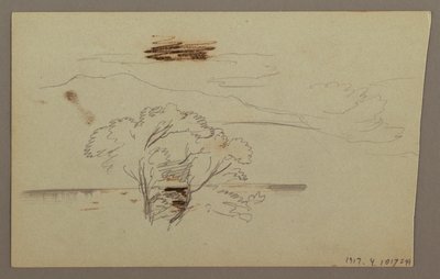 Desenho, Encosta arborizada, região montanhosa, 1863 de Frederic Edwin Church