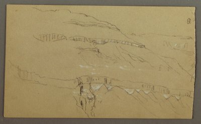 El Yemen Valley, Arábia: parede rochosa com a parte superior semelhante a uma fileira de colunas de Frederic Edwin Church