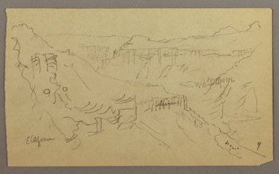 El Yemen Valley, Arábia: Vista do Winding Valley com uma caravana de Frederic Edwin Church