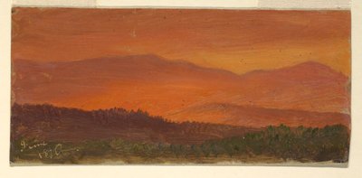 Hudson Valley e montanhas distantes ao pôr do sol de Frederic Edwin Church