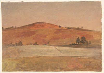 Paisagem com baixa colina e campos de Frederic Edwin Church