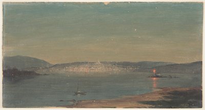 Visão noturna de um porto de Frederic Edwin Church