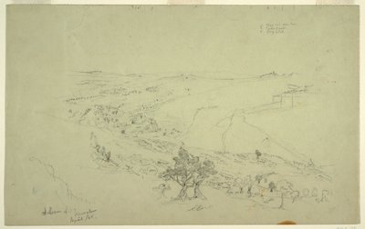 Siloé e Jerusalém, canto sudeste dos muros vistos do Monte das Oliveiras [Jerusalém e Silwan, Jerusalém Oriental, Israel] de Frederic Edwin Church