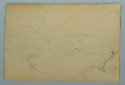 Esboços de plantas e de parte da balaustrada que margeia o terraço da pousada em Guaranda, Equador de Frederic Edwin Church