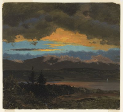 Pôr do sol no vale do Hudson, Nova Iorque de Frederic Edwin Church