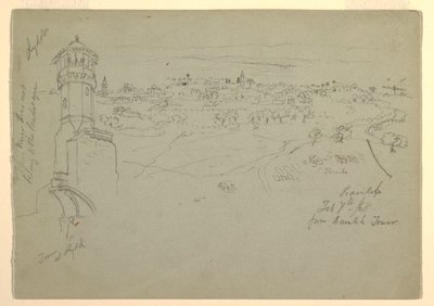 Vista da torre em Lydda, Palestina [Ramleh, Israel] de Frederic Edwin Church