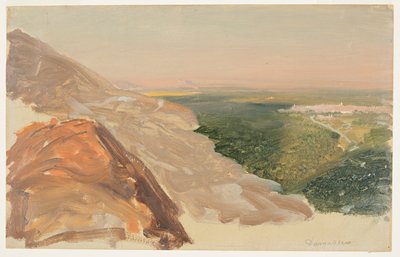 Vista de uma planície com Damasco, Síria, das montanhas. de Frederic Edwin Church