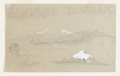 Vistas do Vulcão Puresé, Colômbia e Monte. Sincholagua, Equador de Frederic Edwin Church