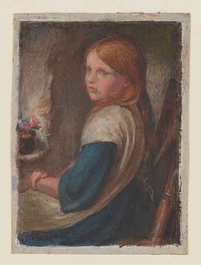 Estudo de uma jovem rapariga sentada, c.1870 (aguarela, guache e goma-arábica sobre papel) de Frederic James Shields