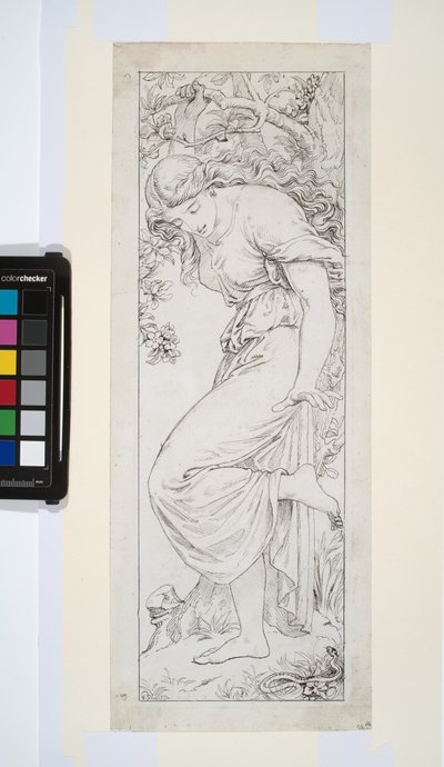 "The Malicious Babbler", Estudo para a Capela da Ascensão, não datado (caneta e tinta sobre papel vegetal) de Frederic James Shields