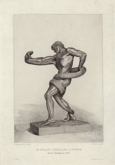 Um atleta estrangulando um python de Frederic Leighton