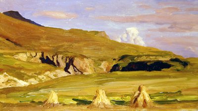 Cornfields (óleo sobre painel) de Frederic Leighton