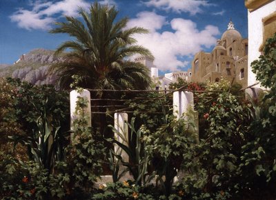 Garden of an Inn, Capri, c.1859 (óleo sobre tela) de Frederic Leighton