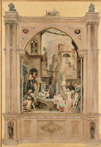 Preparando-se para uma festa, Florença, 1851 de Frederic Leighton