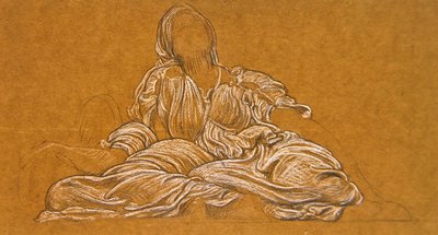 Estudo para a Dança (giz preto e branco sobre papel) de Frederic Leighton