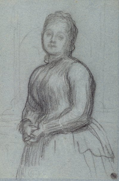 Estudo para o retrato de Hannah, condessa de Rosebery, c.1880 (giz no papel) de Frederic Leighton