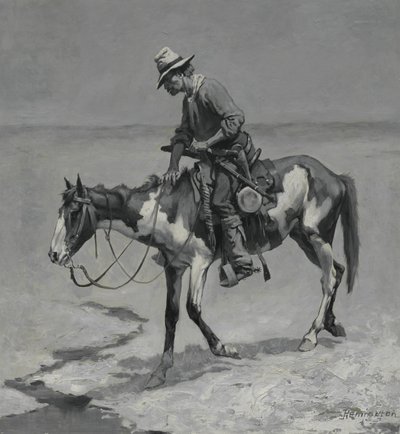 Um pônei do Texas, 1889 (óleo no quadro de composição) de Frederic Remington