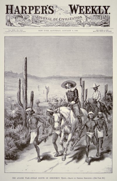 Apache Scouts lideram patrulha do exército na perseguição de Geronimo (1829-1909) do 