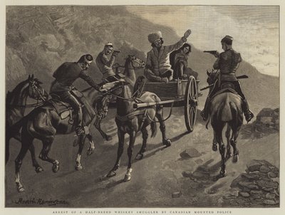 Detenção de um contrabandista de uísque de raça pura pela polícia montada do Canadá de Frederic Remington