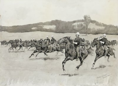 Bateria K em Perfuração em Berkshire Hills, Massachusetts de Frederic Remington