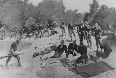 Hospital de campanha no "The Bloody Ford" de San Juan Creek, 1898 de Frederic Remington