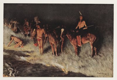 Fire on the Prairie, de Colliers Weekly, pub.1908 de Frederic Remington