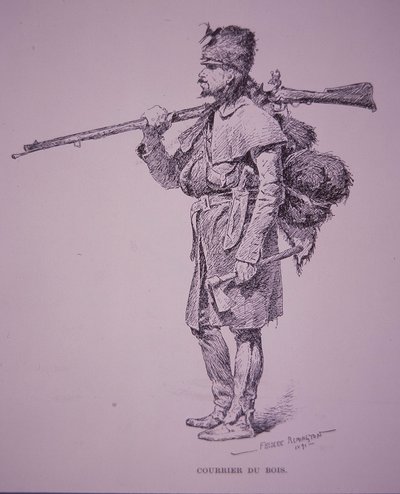 Caçador de peles Coureur du Bois franco-candiano de Frederic Remington