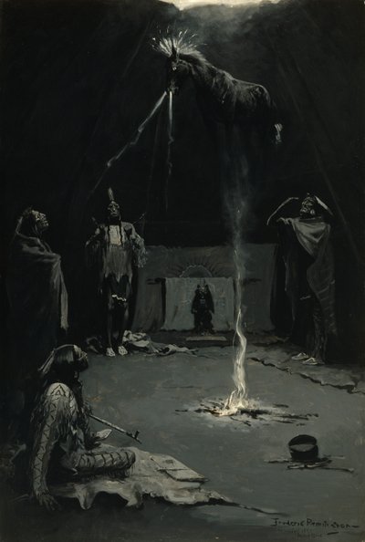 Deus Índio do Fogo (A ida do cavalo medicinal) de Frederic Remington