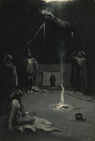 Deus Índio do Fogo (A ida do cavalo medicinal) de Frederic Remington