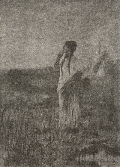 Como um fantasma que vai ao nascer do sol, Ele viu uma donzela caminhando, de The Song of Hiawatha, de Henry Wadsworth Longfellow (1807-82), pub. por George G. Harrap e companhia Ltd., 1911 de Frederic Remington
