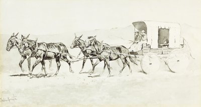Um dos estágios de Williamson, c.1892 (caneta e pincel e tinta preta e branco chinês no papel) de Frederic Remington
