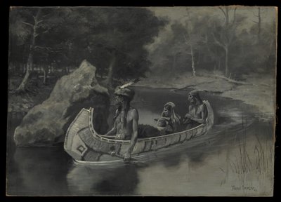 Atirou-o diretamente para o rio... onde ainda hoje se vê no verão de Frederic Remington