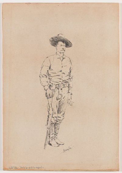 Esboço de um Texas Ranger para "Como a Lei Entrei no Chaparral" de Frederic Remington
