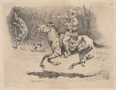 Estimulando o seu cavalo em perseguição de Frederic Remington