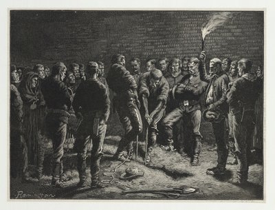 A Campanha Apache - enterro de homens Hatfields, da Harpers Weekly, pub. 1886 de Frederic Remington