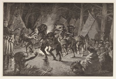 The Buffalo Dance, do Harpers Weekly, pub 1887 de Frederic Remington