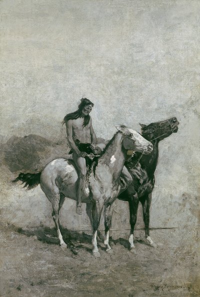 O Devorador de Fogo atirou sua vítima através de seu pônei, c.1900 de Frederic Remington