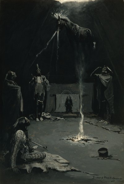 O ir do cavalo da medicina (deus indiano do fogo) 1897 de Frederic Remington