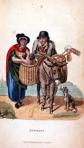 Os Hawkers do Ackermanns World in Miniature de Frederic Shoberl