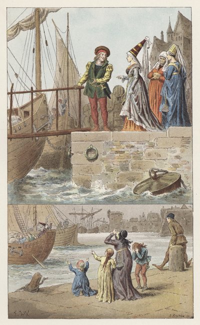 Em Nantes, um Nantes está chegando (cor litho) de Frederic Theodore (after) Lix