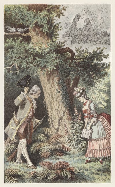 Vamos a esta pequena madeira encantadora (cor litho) de Frederic Theodore (after) Lix