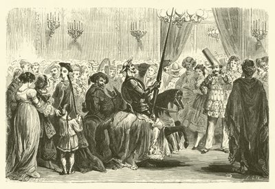 Baile de máscaras do Grande Monde: entrada de Dom Quixote (gravura) de Frederic Theodore (after) Lix