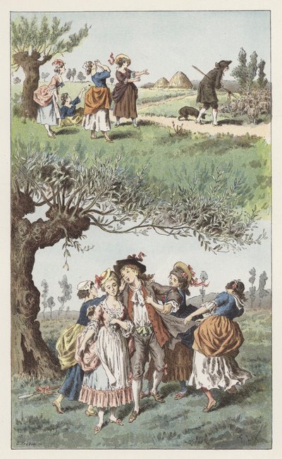 Nós éramos três meninas (cor litho) de Frederic Theodore (after) Lix