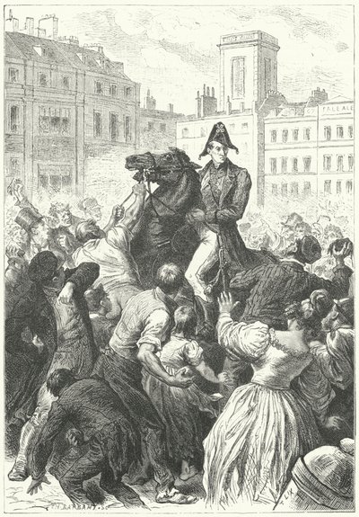 O Duque de Welligton apanhado por um motim (gravura) de Frederic Theodore (after) Lix