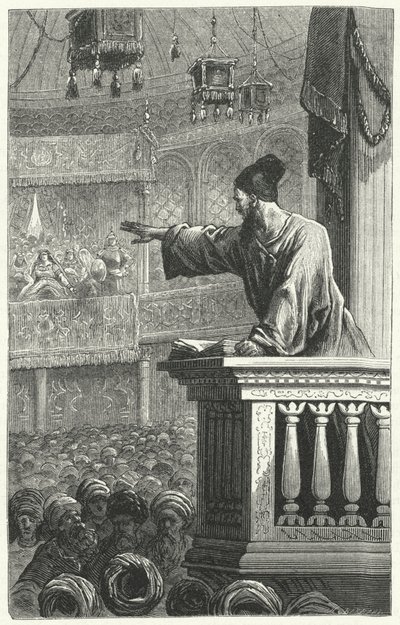 Uma leitura imã do Alcorão (gravura) de Frederic Theodore Lix