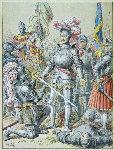 Batalha de Pavia: François I, derrotado, entregou a sua lança ao cavaleiro Charles de Lannoy em 1525. de Frederic Theodore Lix