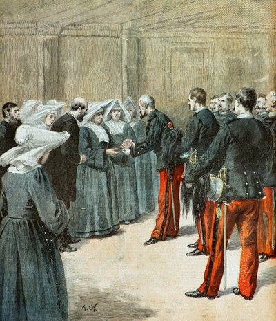 O General Marin entrega uma medalha de honra de Frederic Theodore Lix